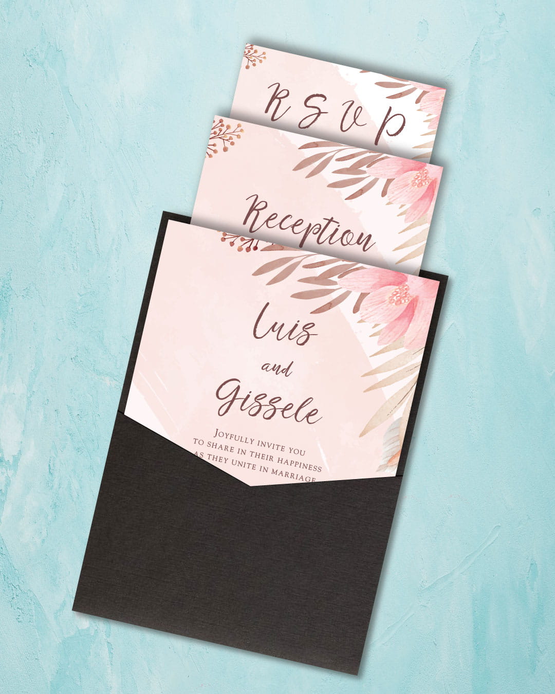 Pink A7 Denali Pocket Wedding Invitation AP Printing - Pink A7 Denali Pocket Wedding Invitation - Custom Printing Services