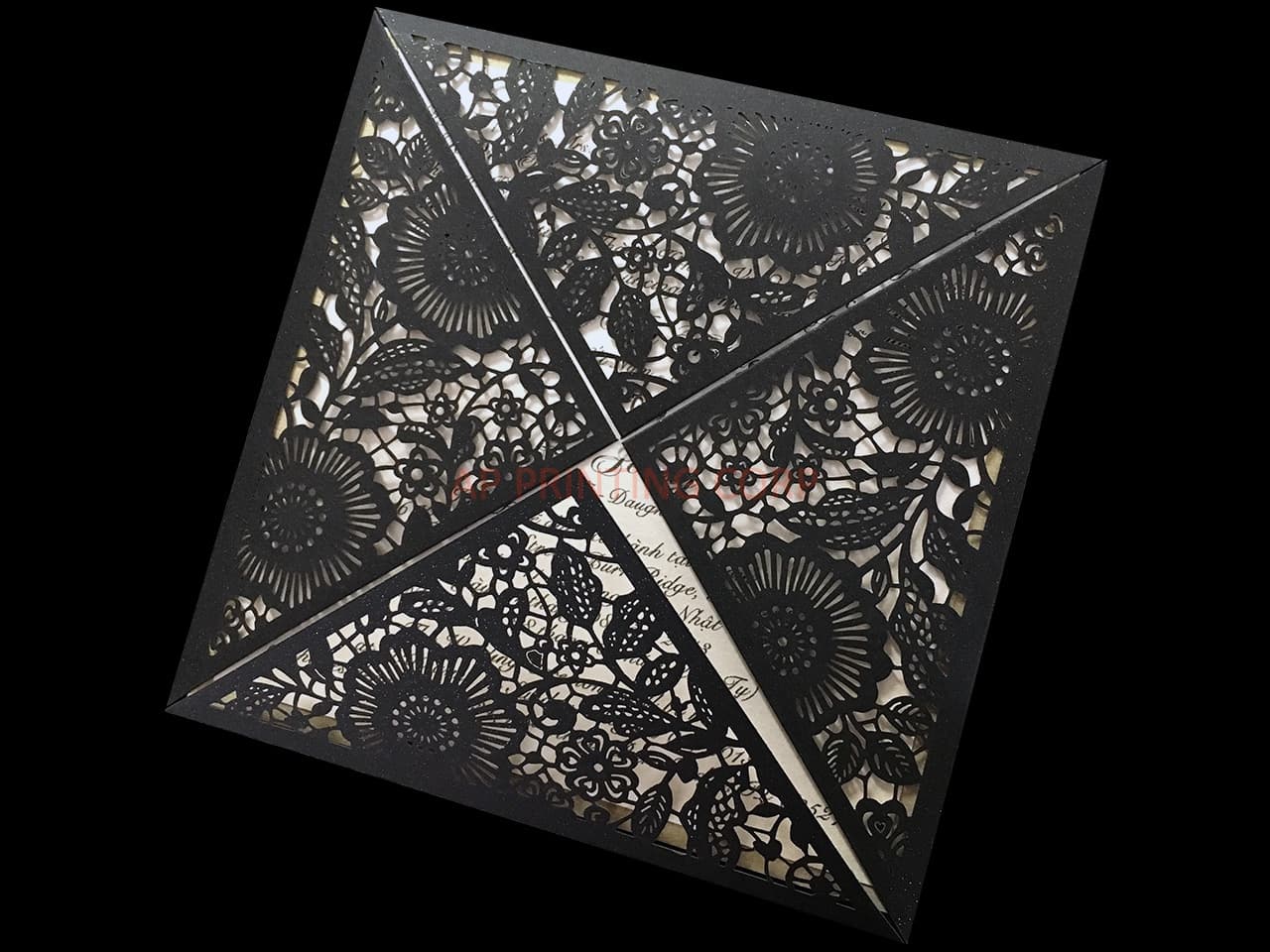 Blush Rose with Silver Glitter Laser Cut Wedding Invitation