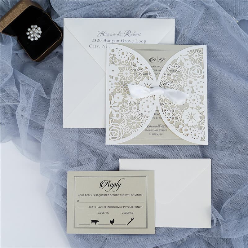 CL-SLIDER-58 M-M Red Peony Tall Slider Laser Cut Wedding Invitation