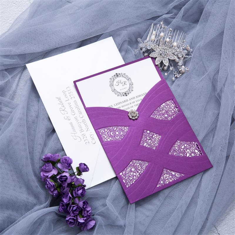 CL-SLIDER-58 M-N Midnight Peony Tall Slider Laser Cut Wedding Invitation