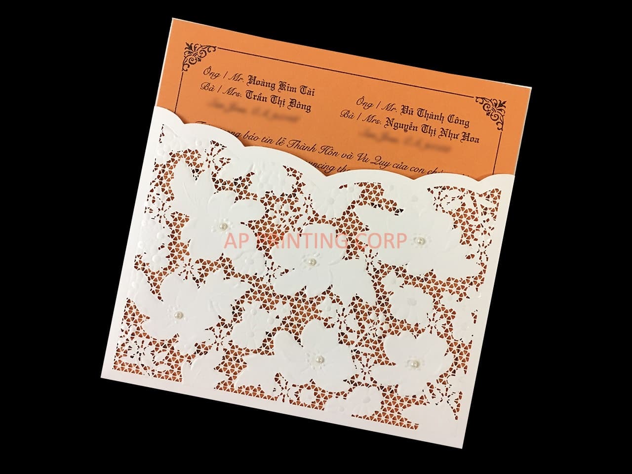 Burgundy and Gold Vine Laser Cut Wrap Wedding Invitation