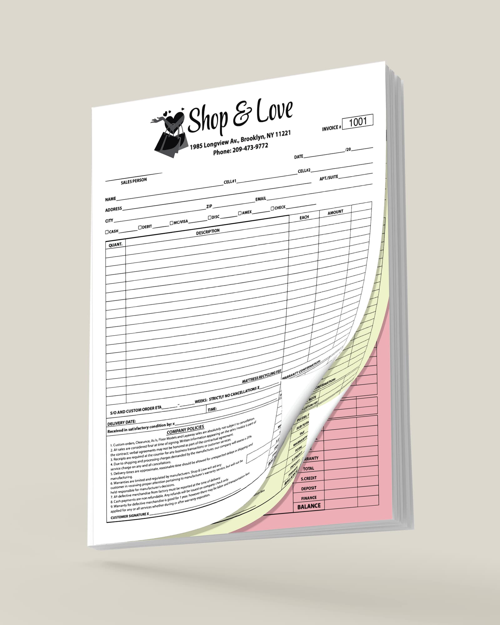 Standard Carbonless Forms