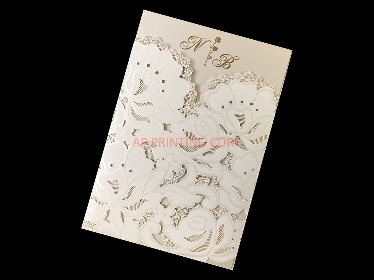 CL-PF-57 M-N Midnight Peacock Feather Pocket Laser Cut Wedding Invitation