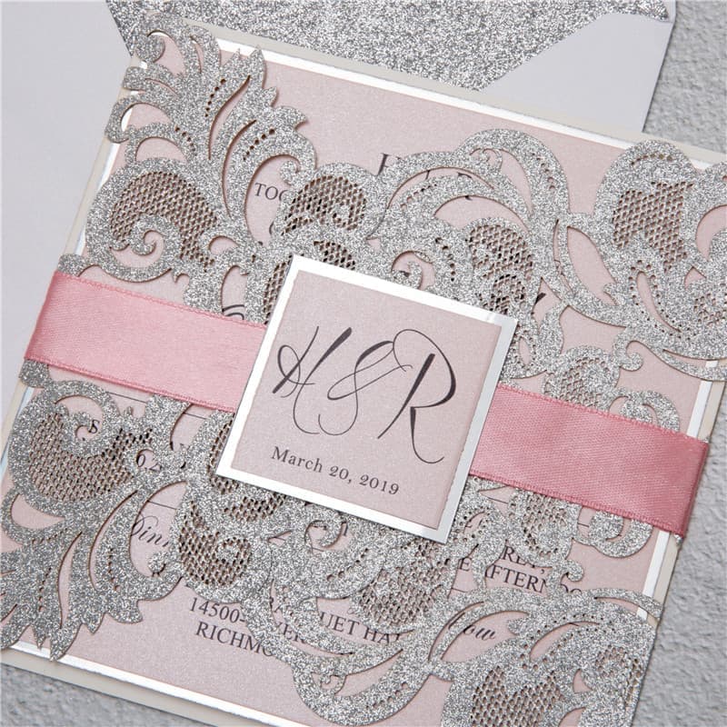 CL-WRAP-66 MPM White Table Setting Lace Laser Cut Wedding Invitation