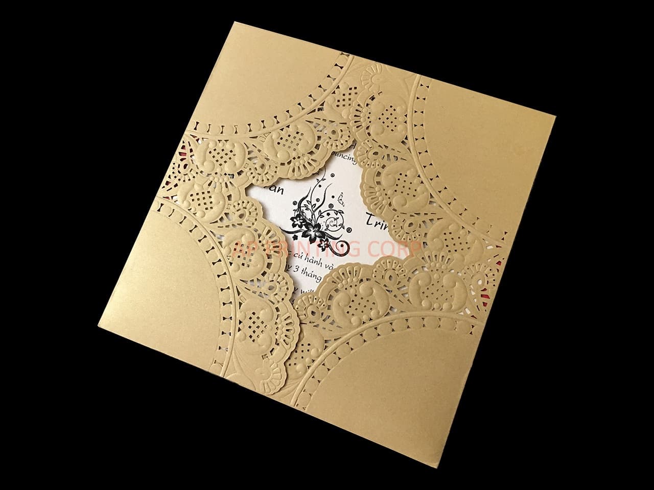 Flower Square Laser Cut Wedding Invitation