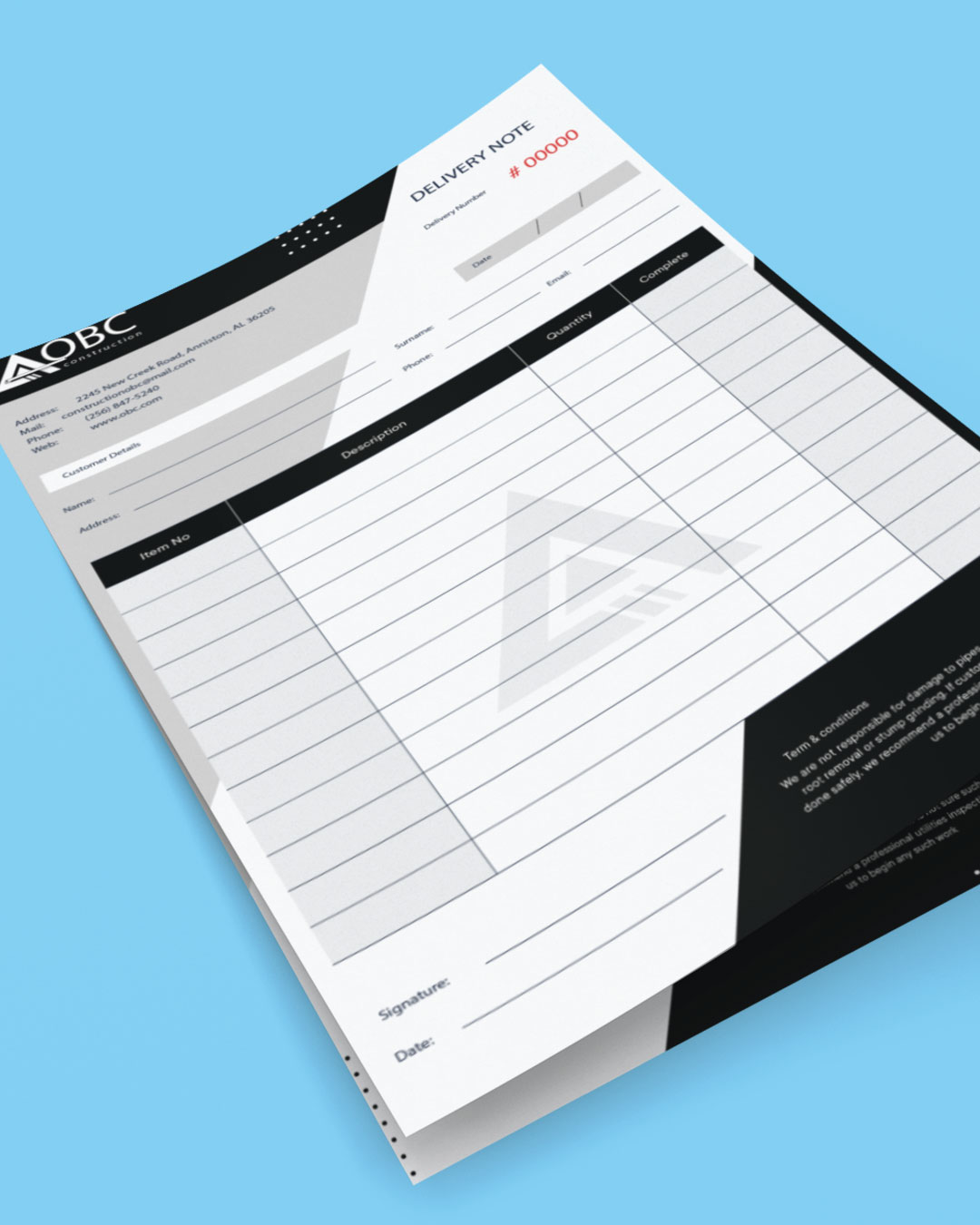 Elegant Predominant Black Carbonless Forms (Invoice)