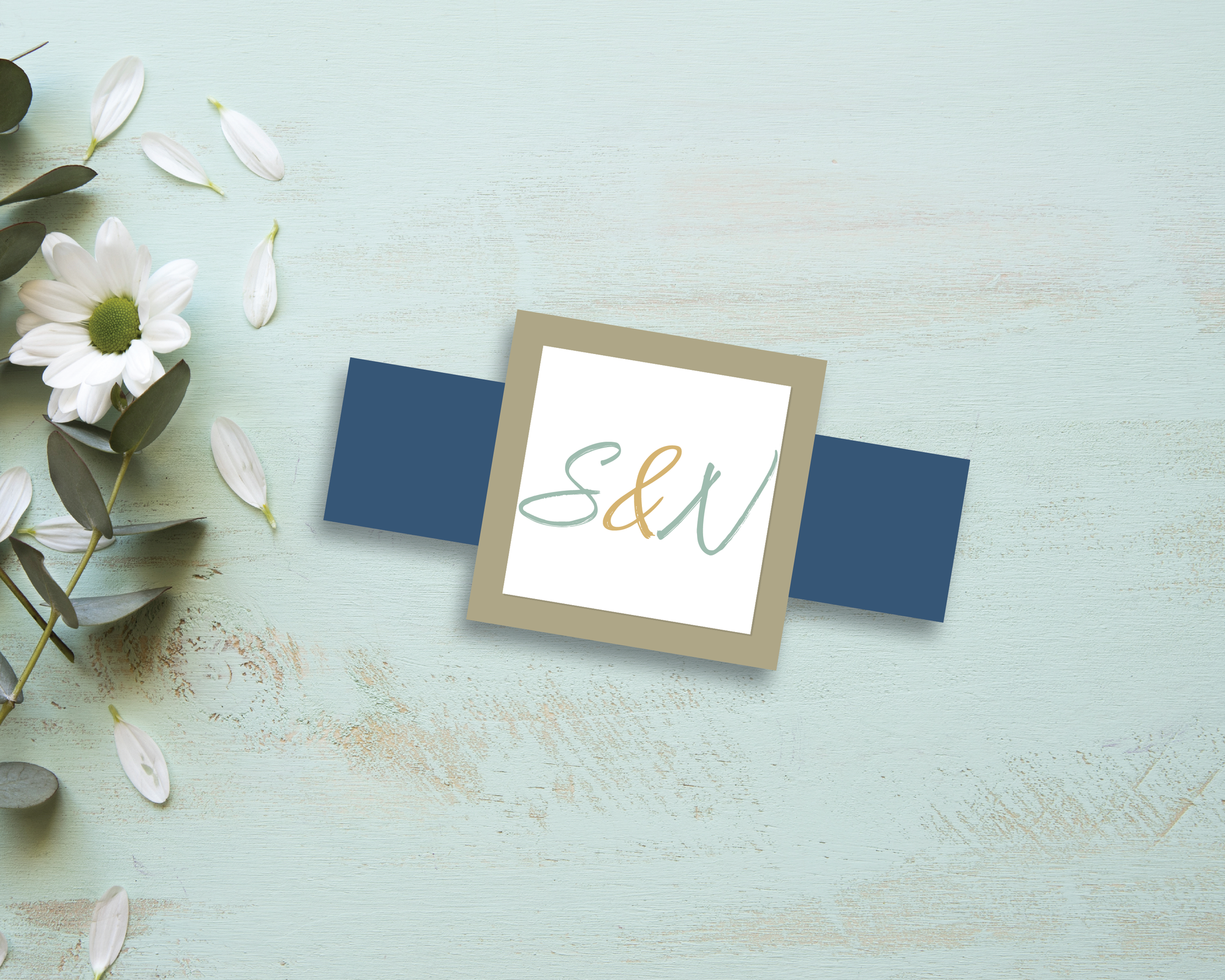 Olive Garden Seals Flowers Wedding Invitation