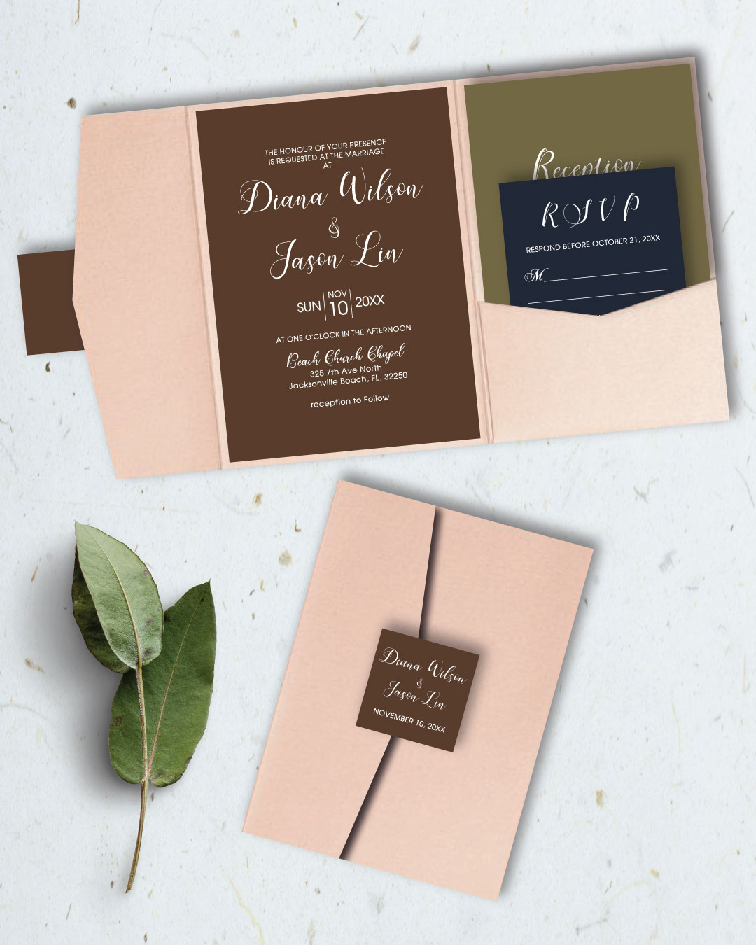 AP Printing - Earth TonesA7.5 Himalaya Pocket Wedding Invitation - Custom Printing Services