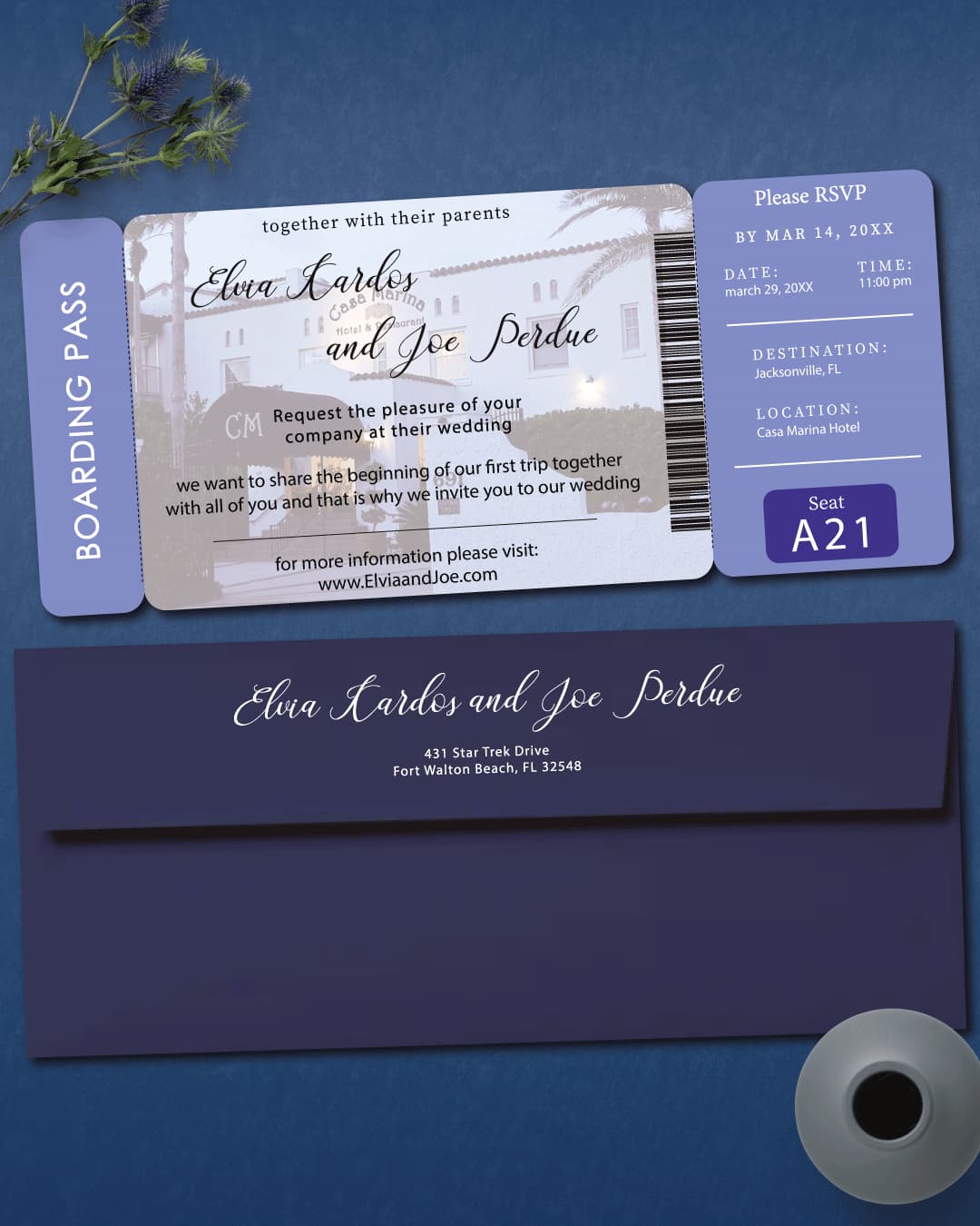 Love Fate Boarding Pass Wedding Invitations
