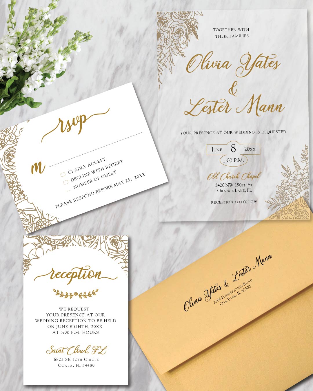 Gold Lettering Acrylic Wedding Invitation AP Printing - Gold Lettering Acrylic Wedding Invitation - Custom Printing Services