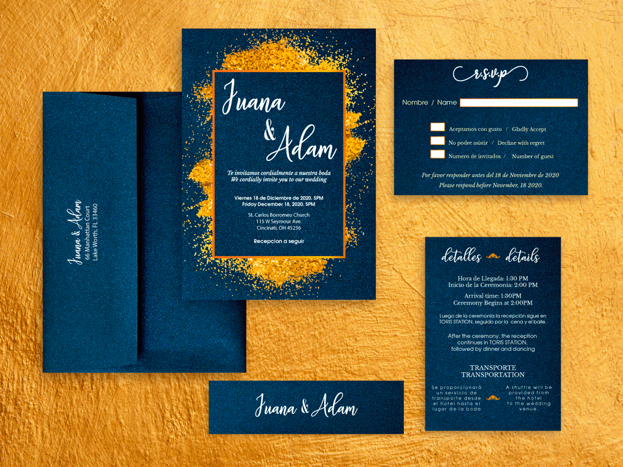 White on Blue Metallic and Orange S/E Elegant