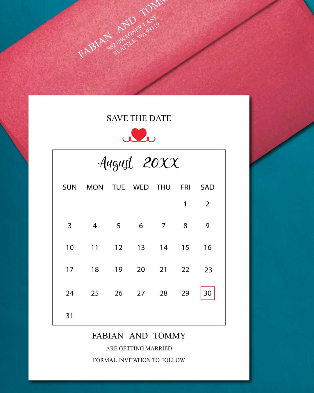 Calendar Design Save The Date