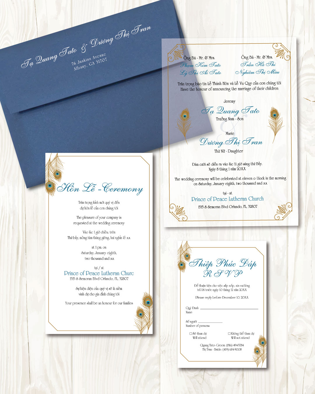 Indian Peacock Feathers Acrylic Wedding Invitation AP Printing - Indian Peacock Feathers Acrylic Wedding Invitation - Custom Printing Services