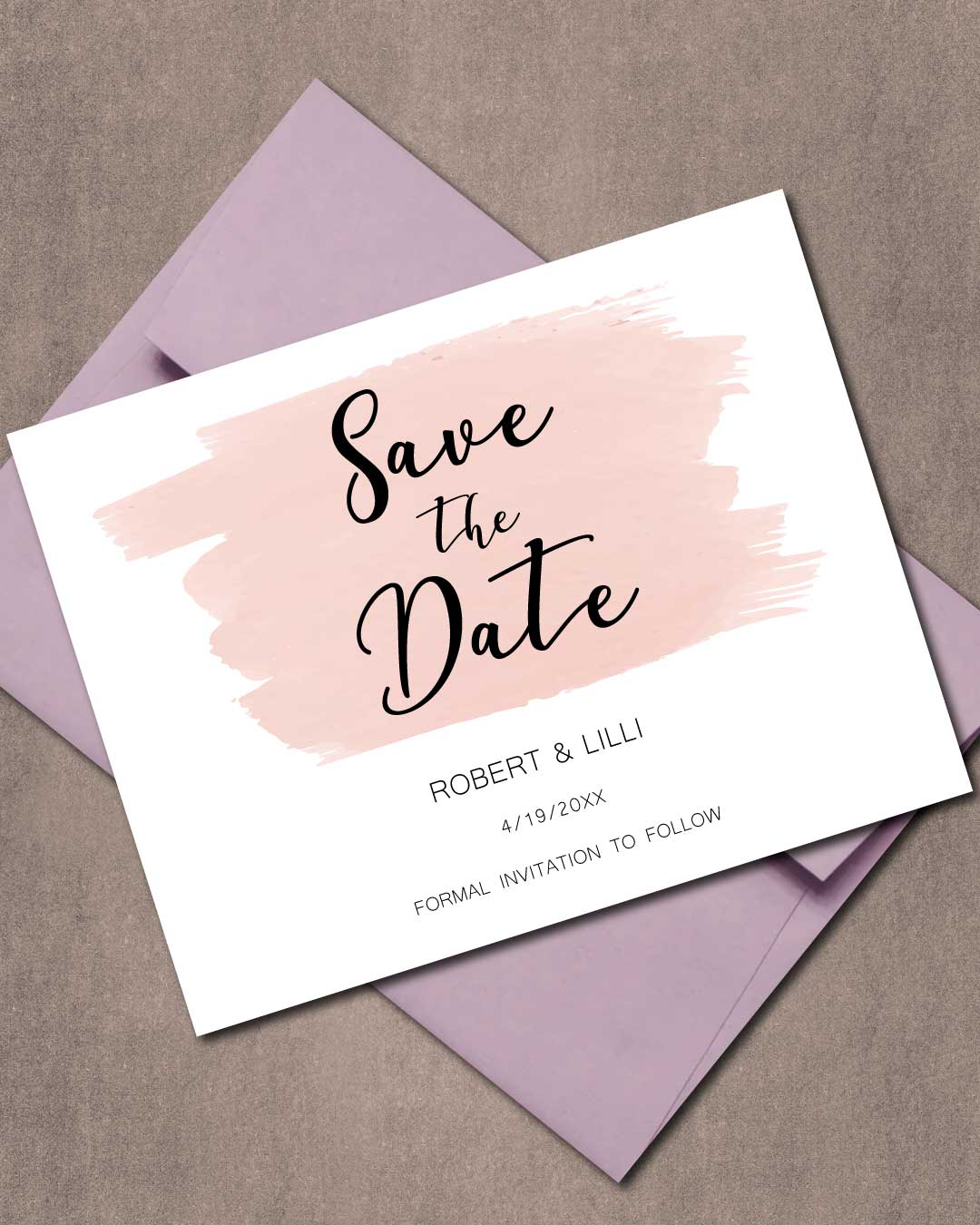 Simple with Pink Watercolor Save The Date