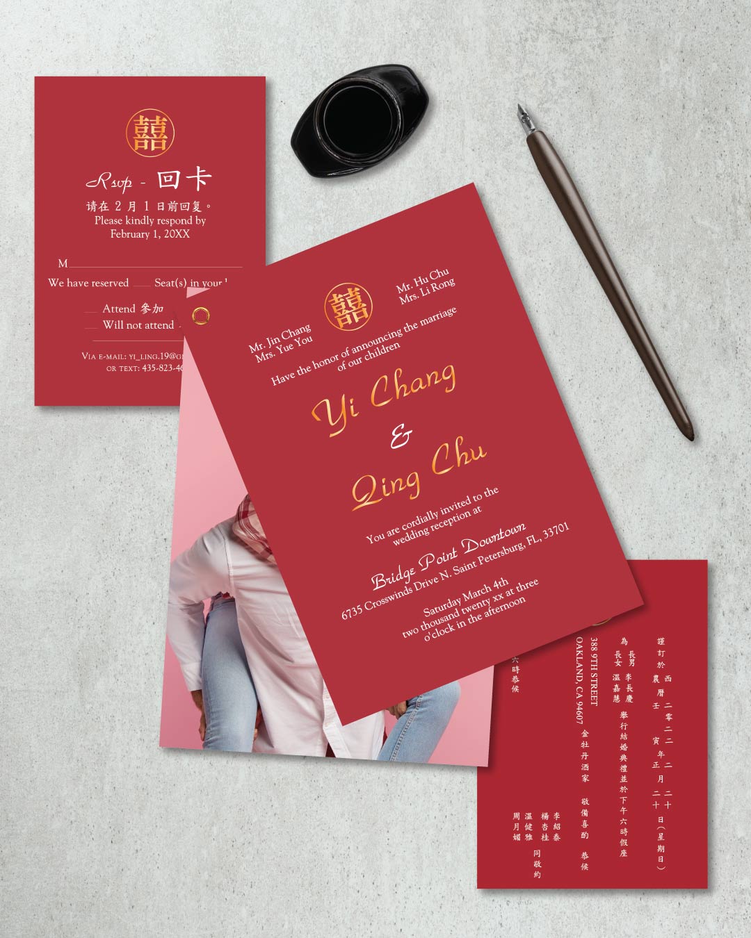 Chinese Foil Wedding Invitation
