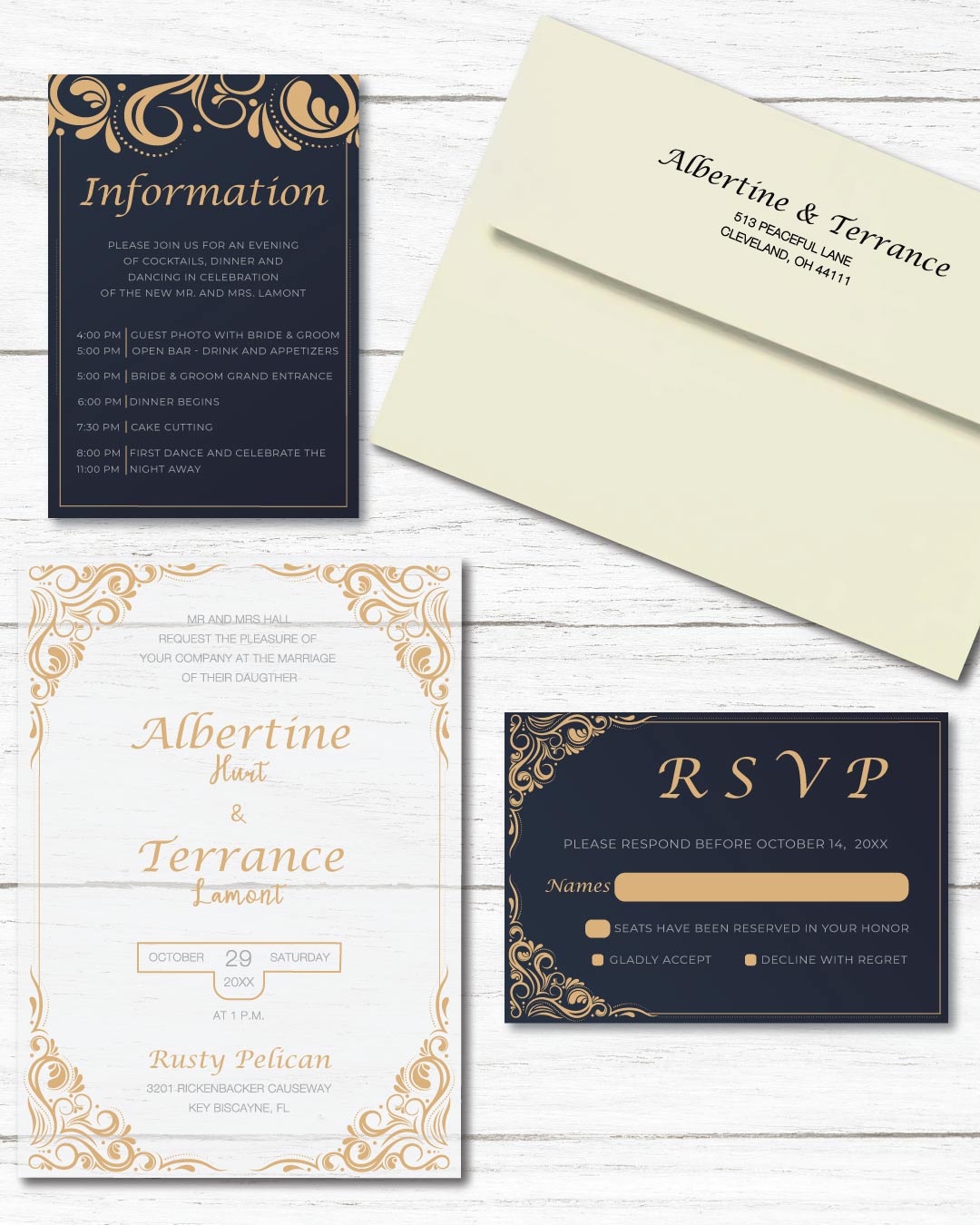 Indian Frame And Corners Acrylic Wedding Invitation