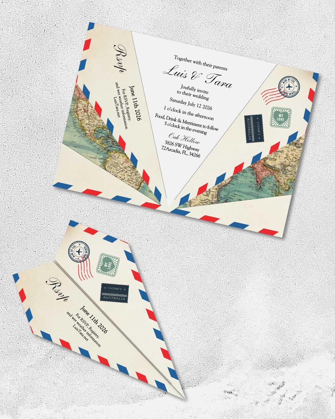 Flying Love Unique Style Wedding Invitations