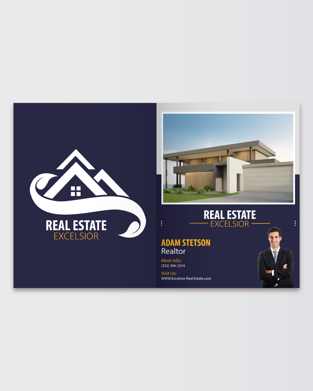 Dark Blue Real State Presentation Folders