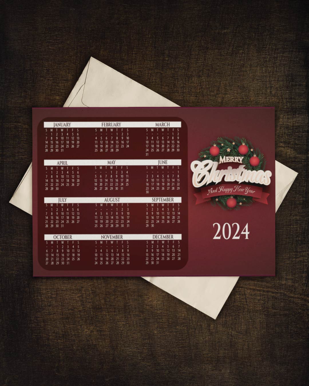Elegant Burgundy Christmas Calendar