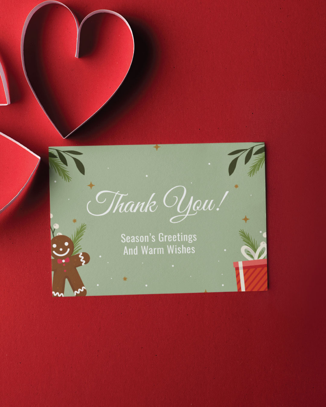 Green Christmas Cookie Thanks Cards