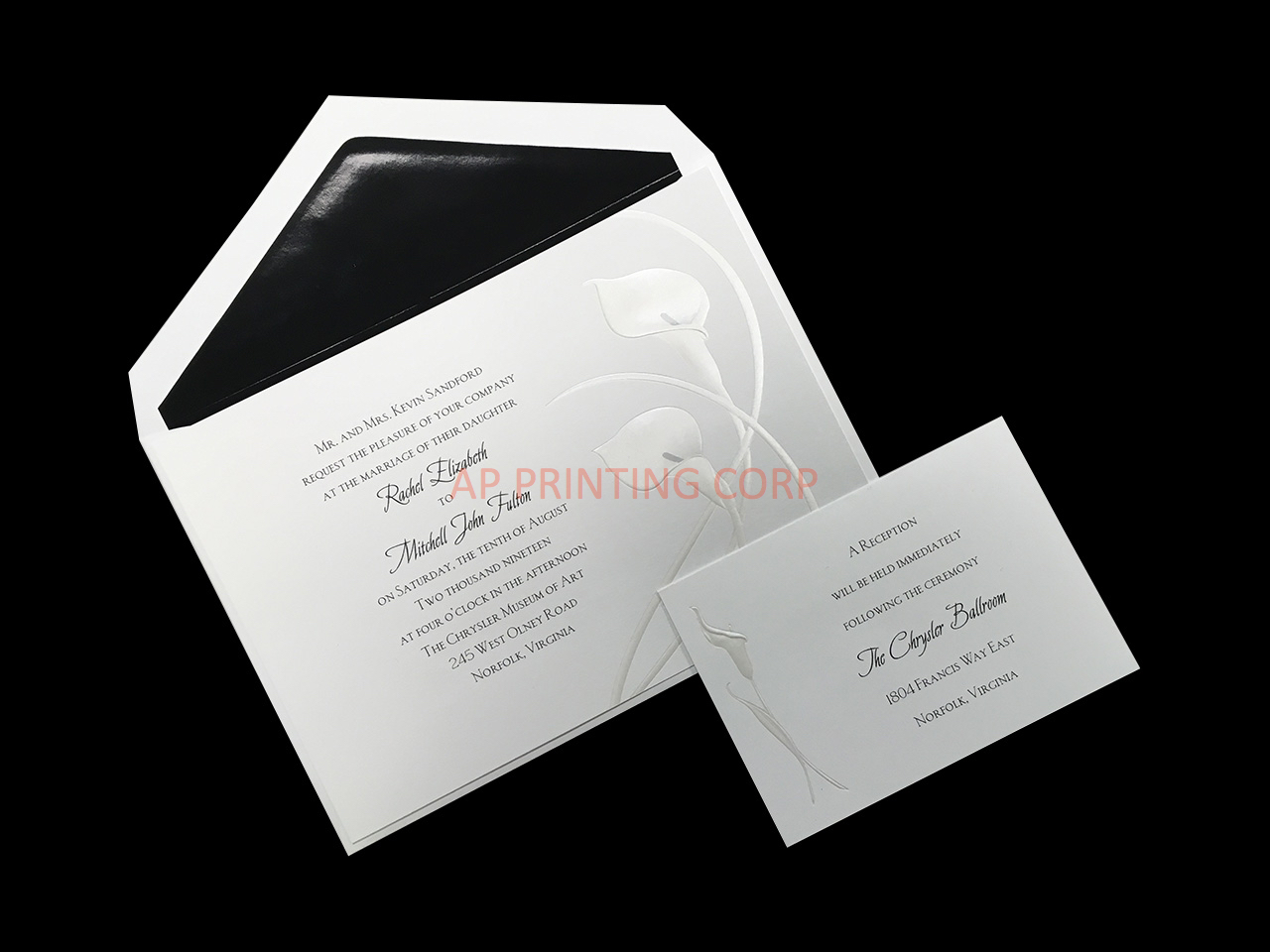 [CC-15] Bright White Calla Lily Floral Wedding Invitation