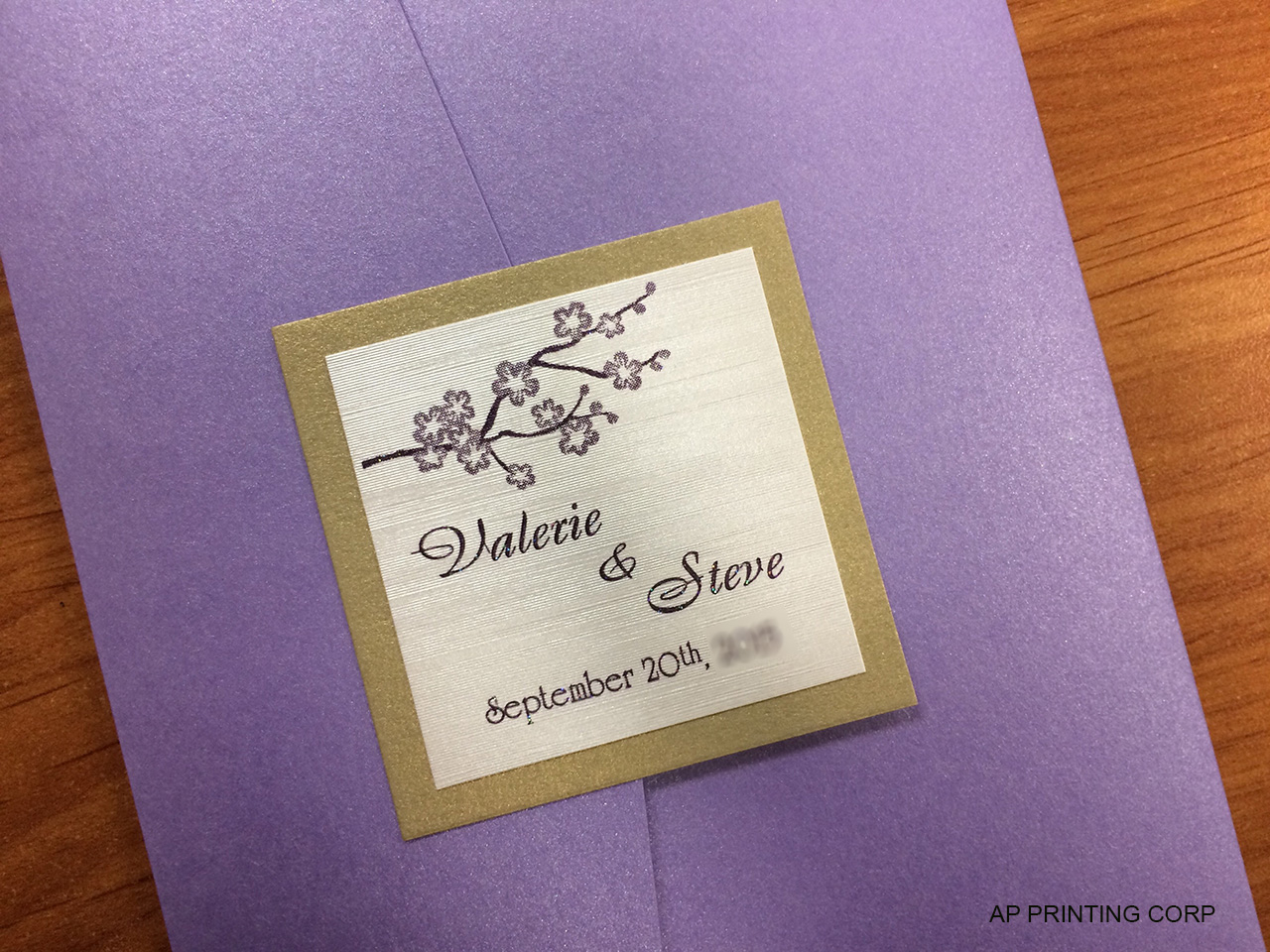 PAL-57-MMM Amethyst, Gold Leaf Pocket & Folder Invitation