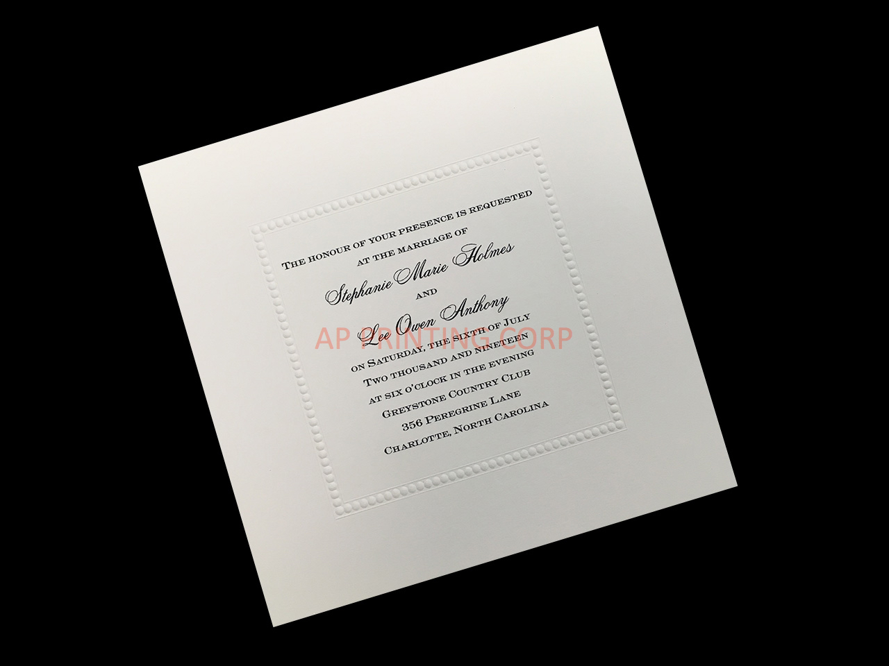 Fine Romance CC-05 Elegant Wedding Invitation