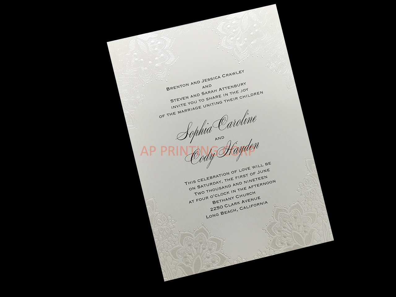 [CC-26] Lace Shimmers Flowers Wedding Invitation