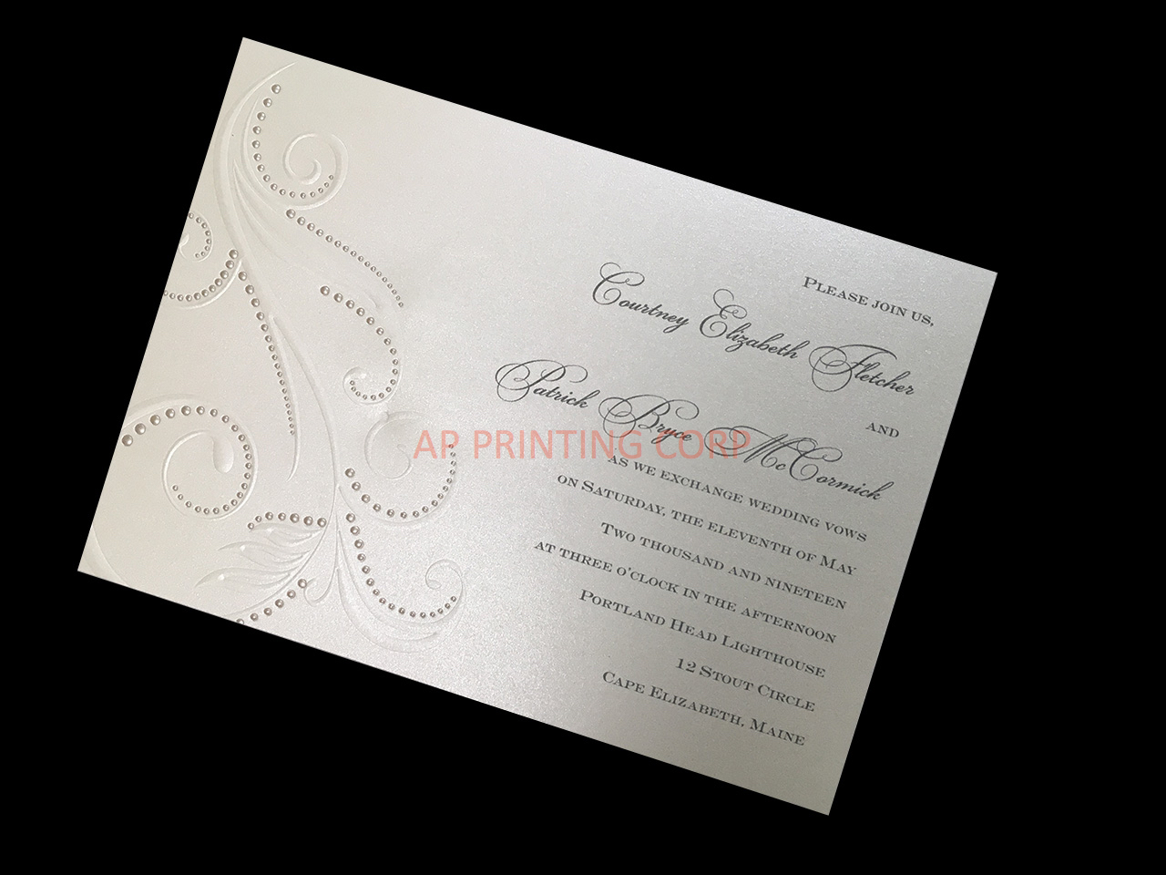 Beaded Flourish [CC-41] Fancy Luxury Wedding Invitation