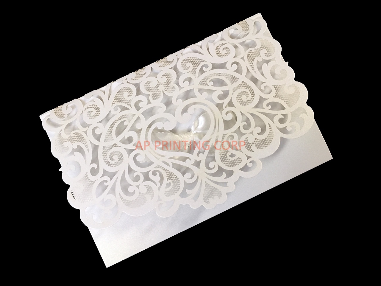 CL-SLIDER-66 MMM White Fleur De Lis Laser Cut Wedding Invitation