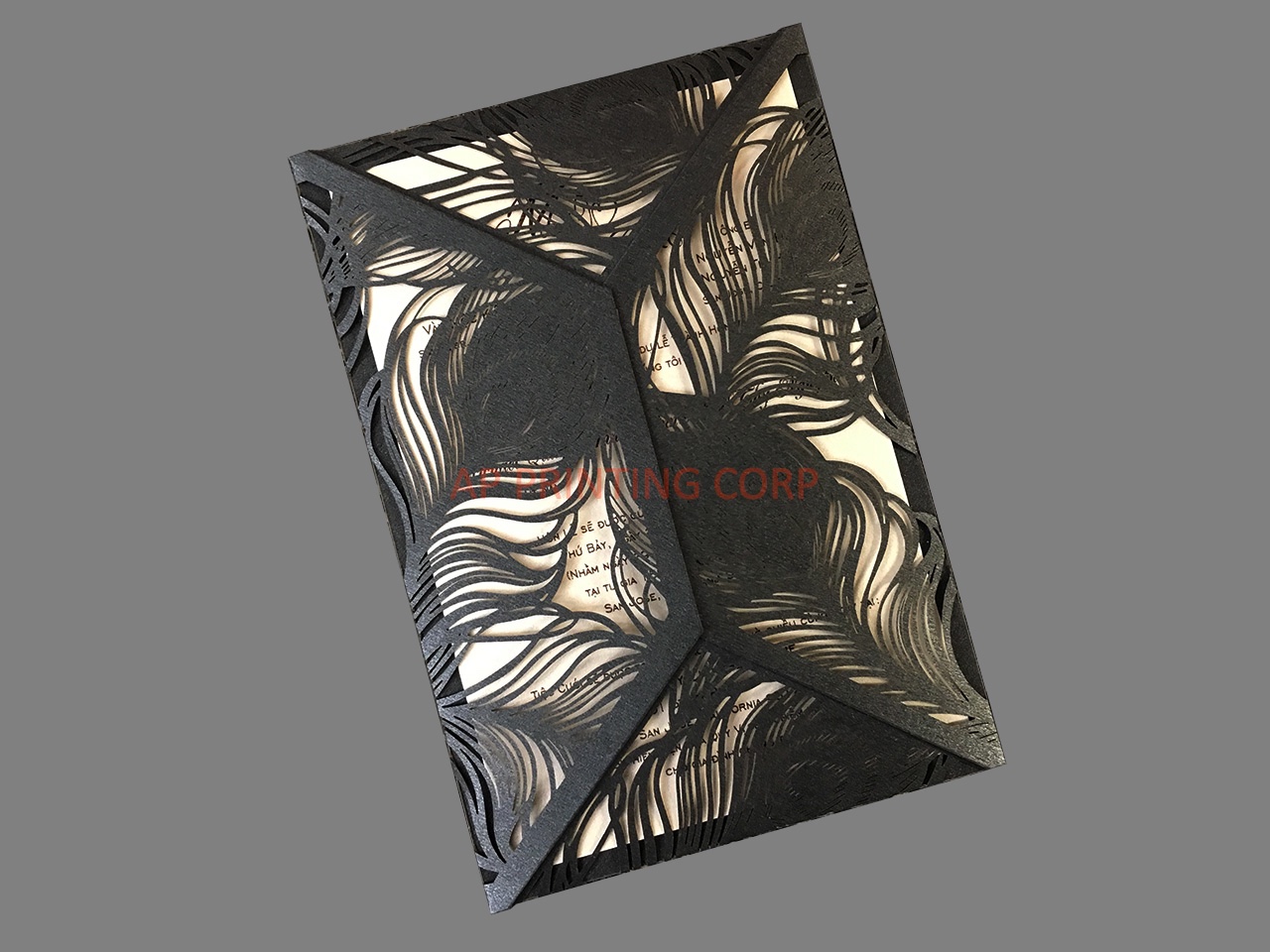 CL-SLIDER-58 M-M Red Peony Tall Slider Laser Cut Wedding Invitation