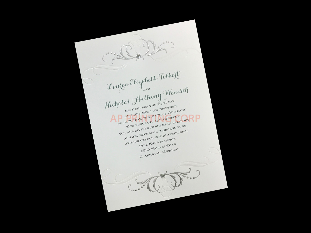 [CC-20] Swirled in Silver Flowers Wedding Invitation