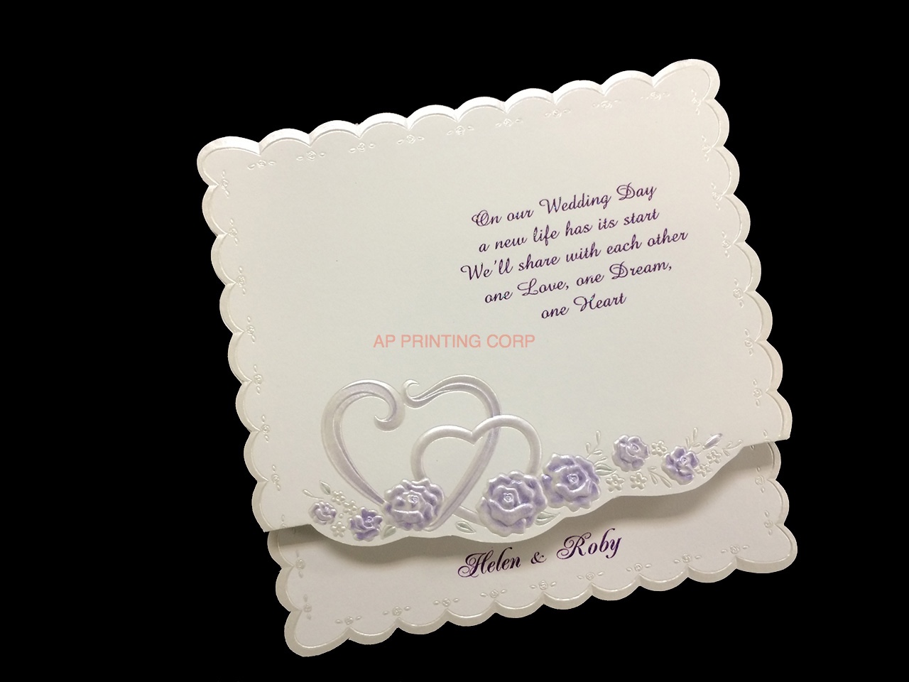 K5618 [I-11] Roseate Reverie Hearts Wedding Invitation