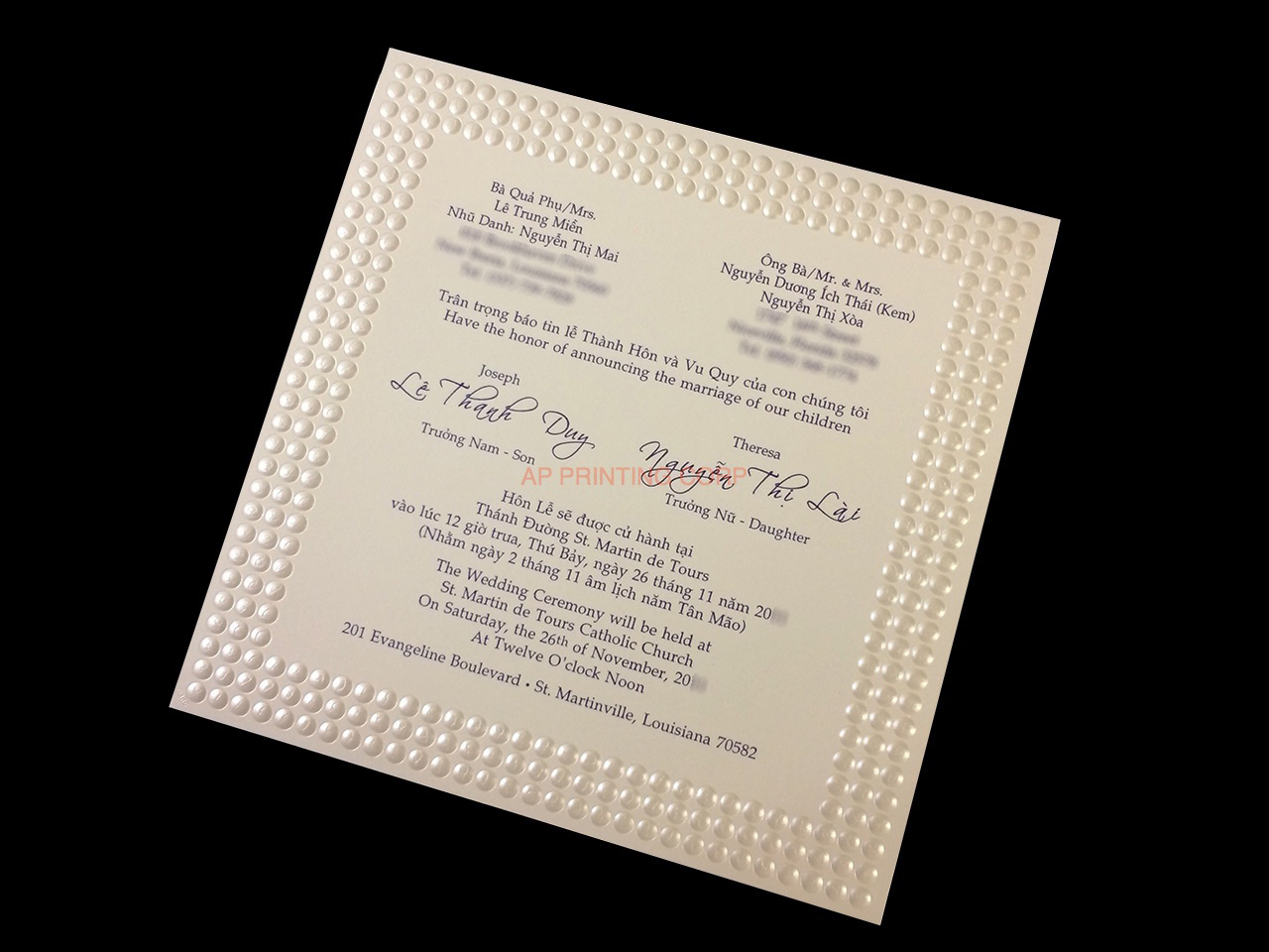 K7532 [I-11] Vietnamese & English Wedding Invitation