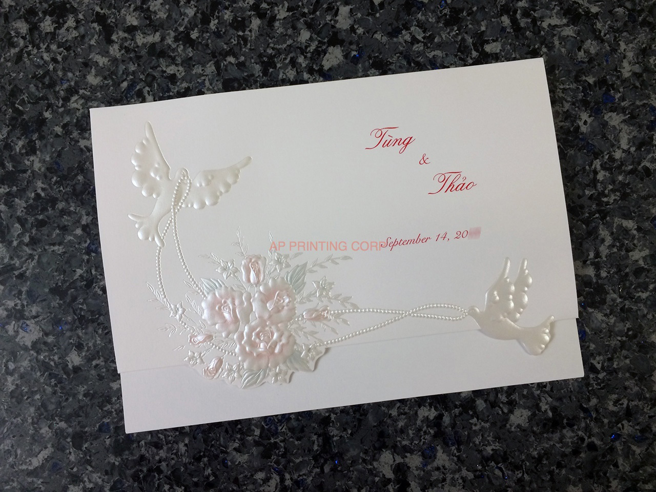 K971 [I-11] Regal Whispers Birds & Doves Wedding Invitation