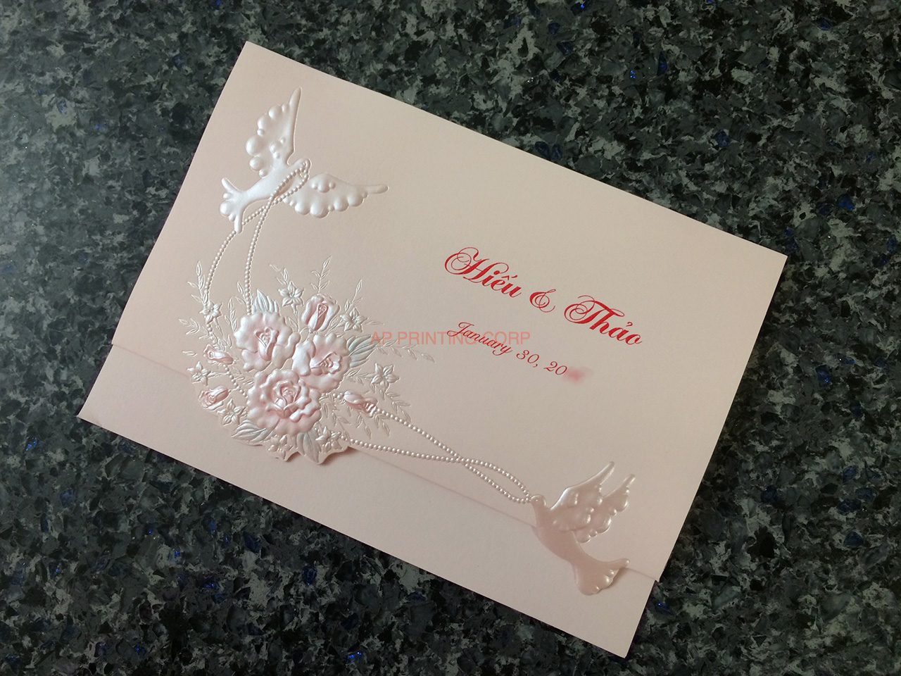 K977 [I-11] Whispering Wings Birds & Doves Wedding Invitation