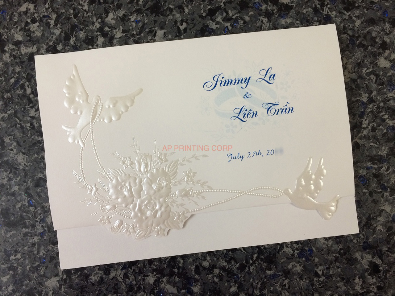 K975 [I-11] Enchanted Melody Birds & Doves Wedding Invitation