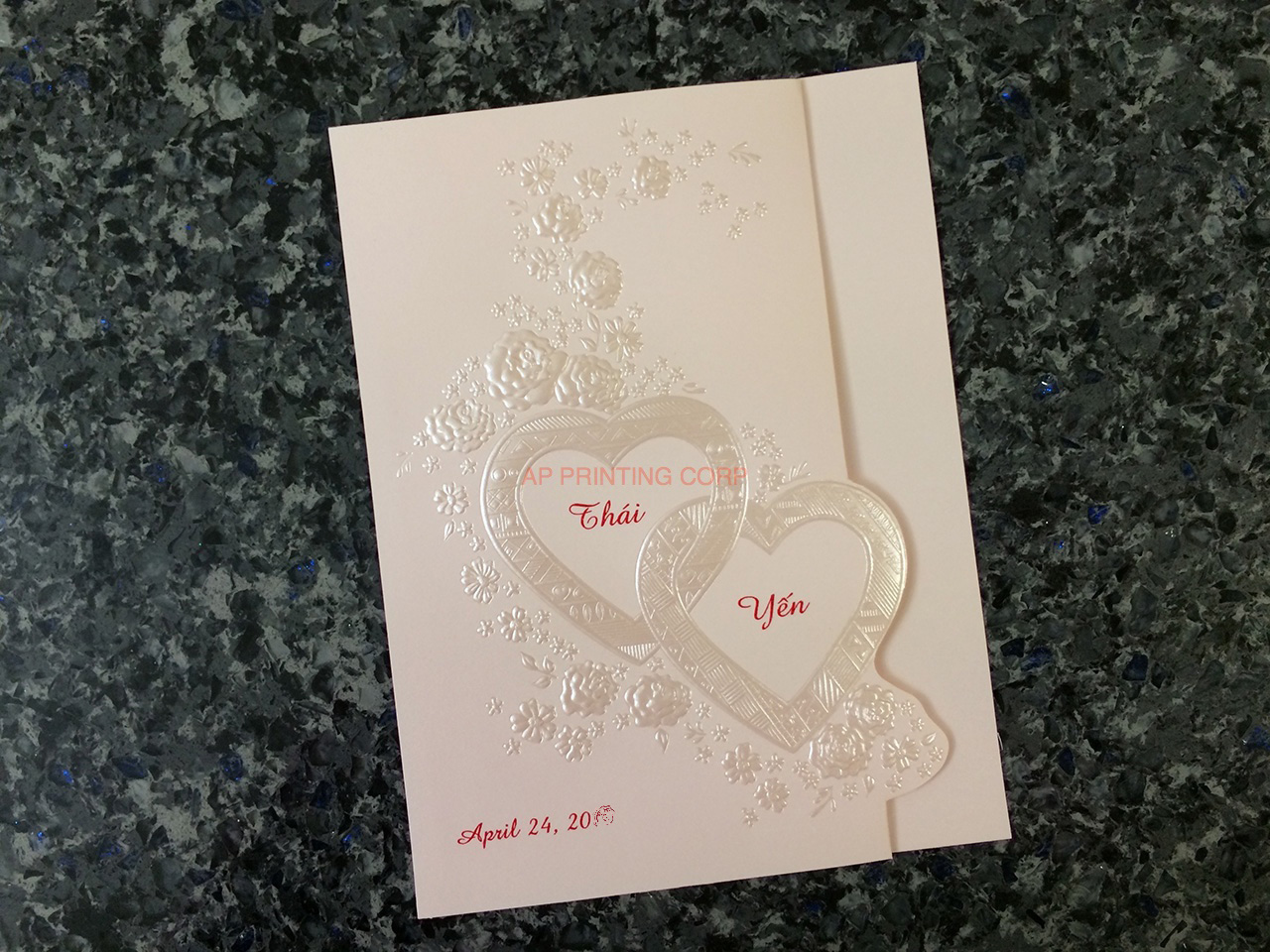 K4471 [I-10] Floral & Hearts Melody Wedding Invitation
