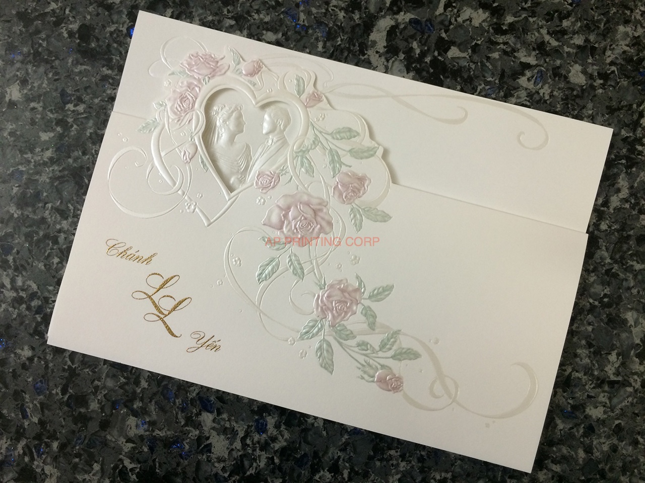 ART-80044 [I-12] Rose Petal & Heart Whispers Wedding Invitation