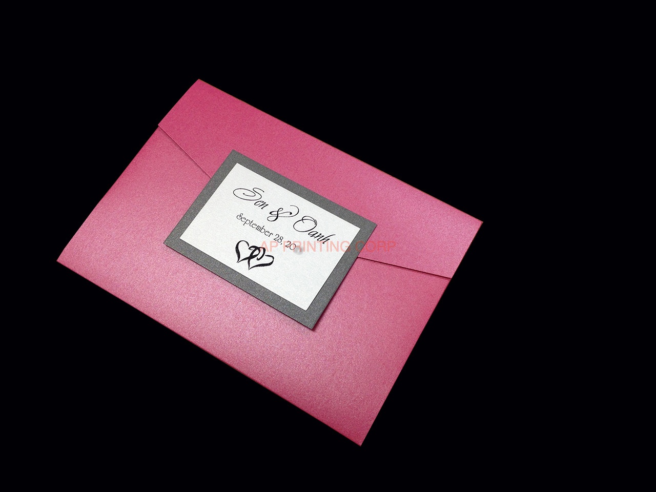 PAL-R-57-MMM Azalea, Ionised, Ice Silver Pocket & Folder Invitation