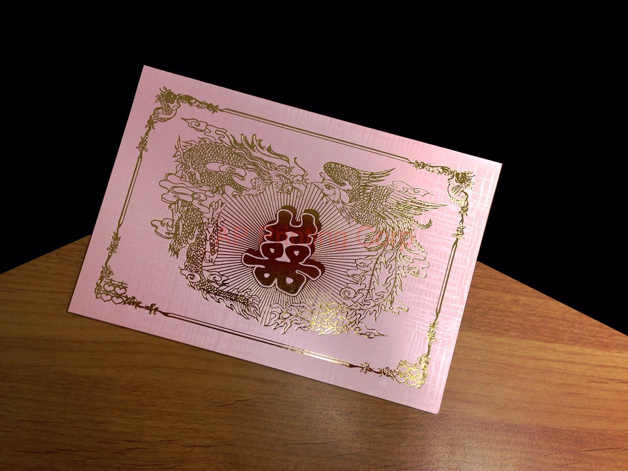 RP9-HT-V [V-L-01] Silken Spirits Dragon & Phoenix Wedding Invitation