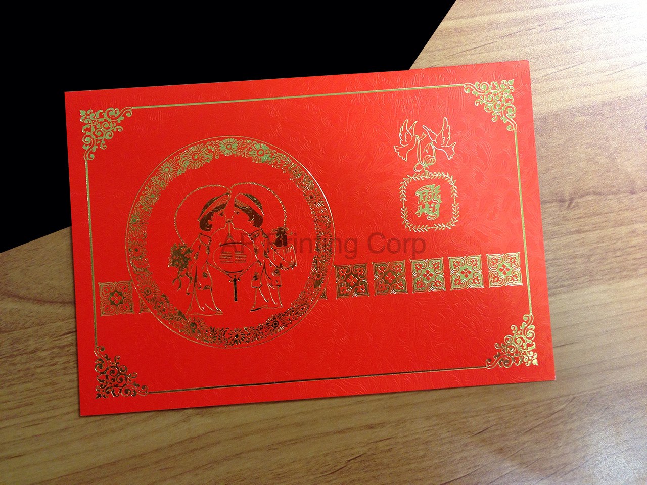 DR7-DC-V [V-L-01] Harmony in Red Bride & Groom Wedding Invitation