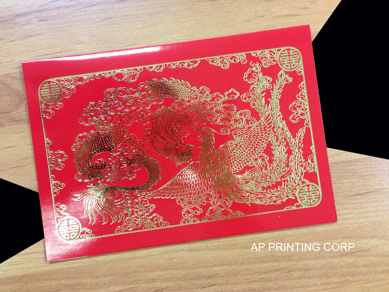 RP4-DB-V [V-L-01] Celestial Guardians Dragon & Phoenix Wedding Invitation