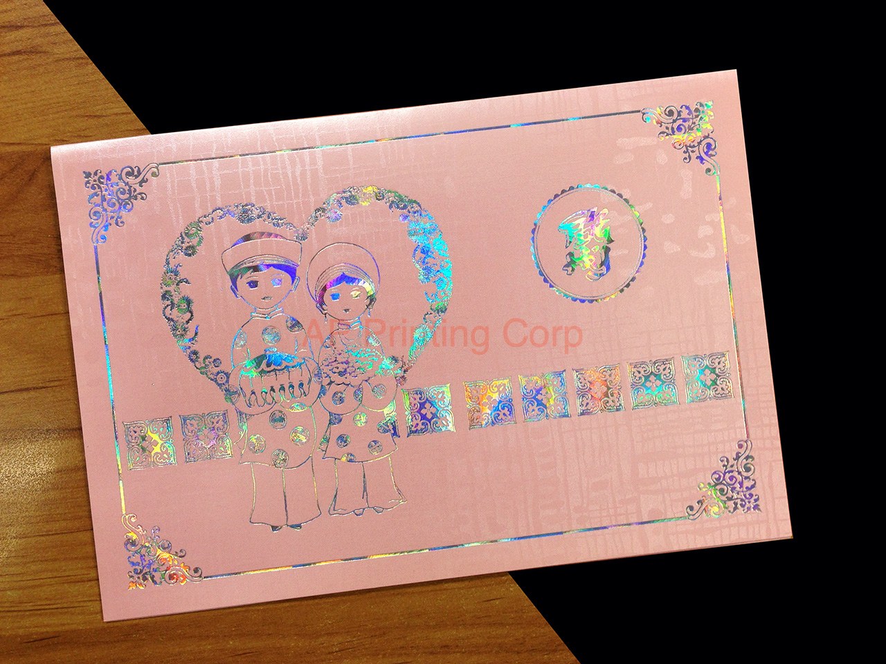 DR8-HT-RF [V-L-02] Azure Romance Bride & Groom Wedding Invitation