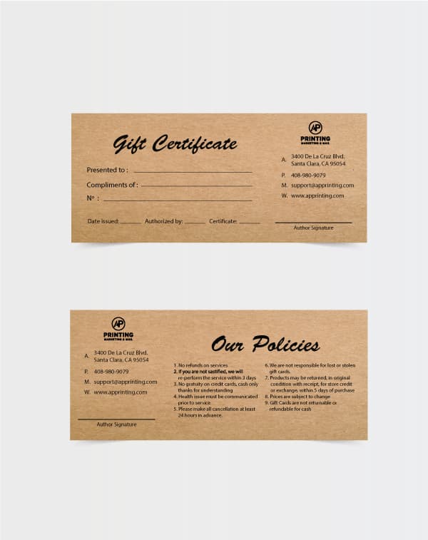 Nature Kraft Gift Certificate