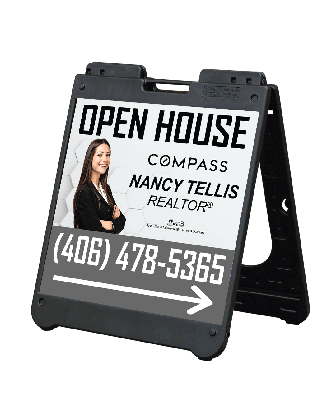 Compass Design With Realtor Photo A-Frame Sign 24x24