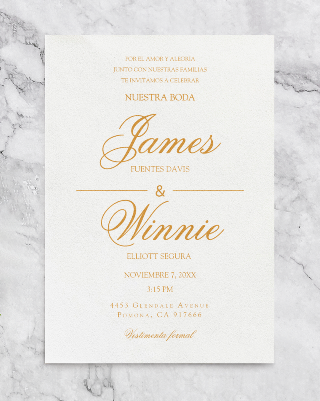 AP Printing - Golden Script Elegance Simple Flat 5x7 Wedding Invitation - Custom Printing Services
