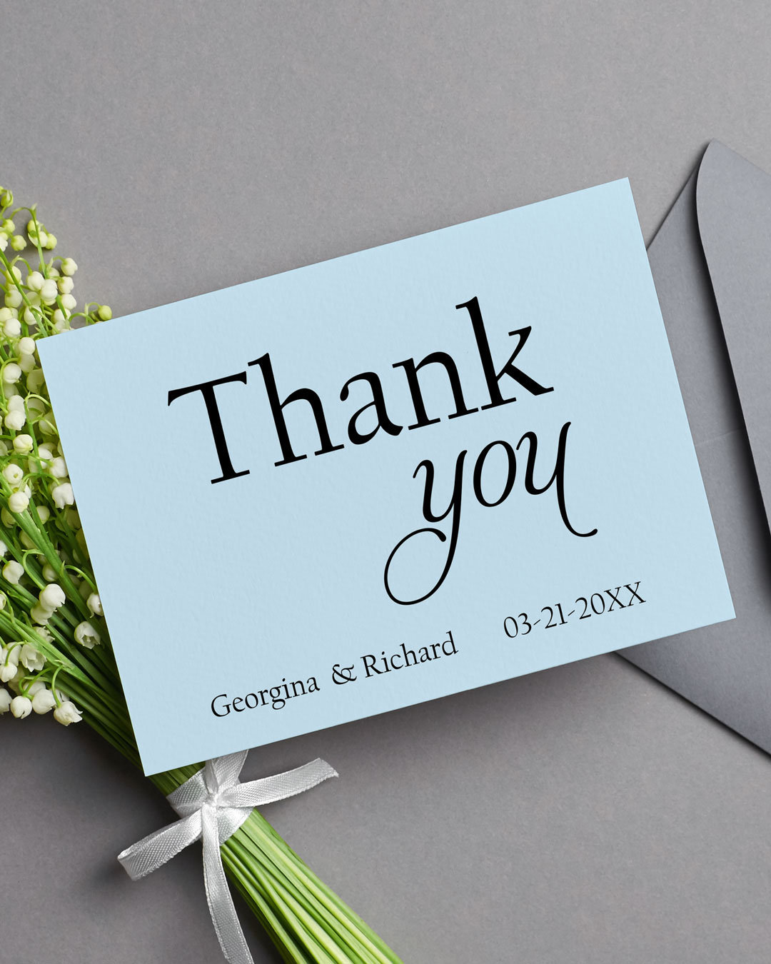 Simple Light Blue Thank You Cards Wedding