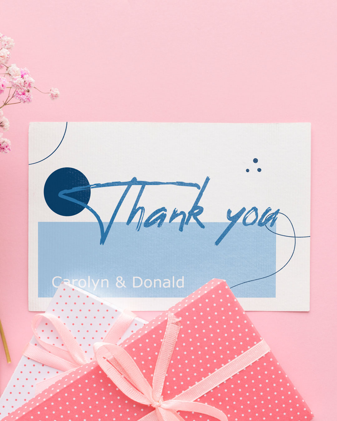 Blue Minimalist Thank You Cards Wedding