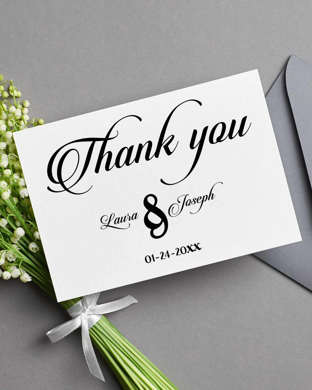 Classic White Thank You Cards Wedding